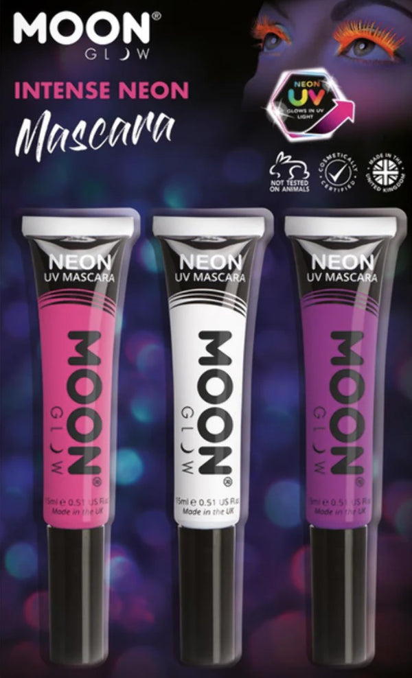 Moon Glow Intense Neon UV Mascara, Clamshell, 15ml - Pink, White, Purple